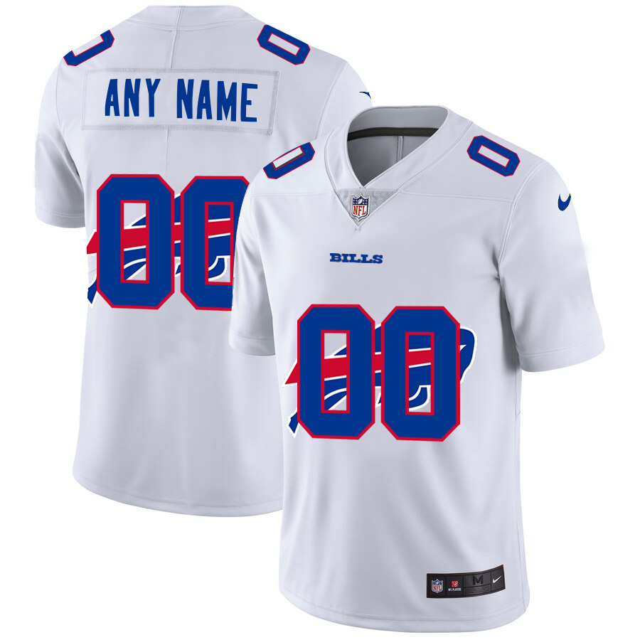 Wholesale Buffalo Bills Custom White Men Nike Team Logo Dual Overlap Limited NFL Jersey